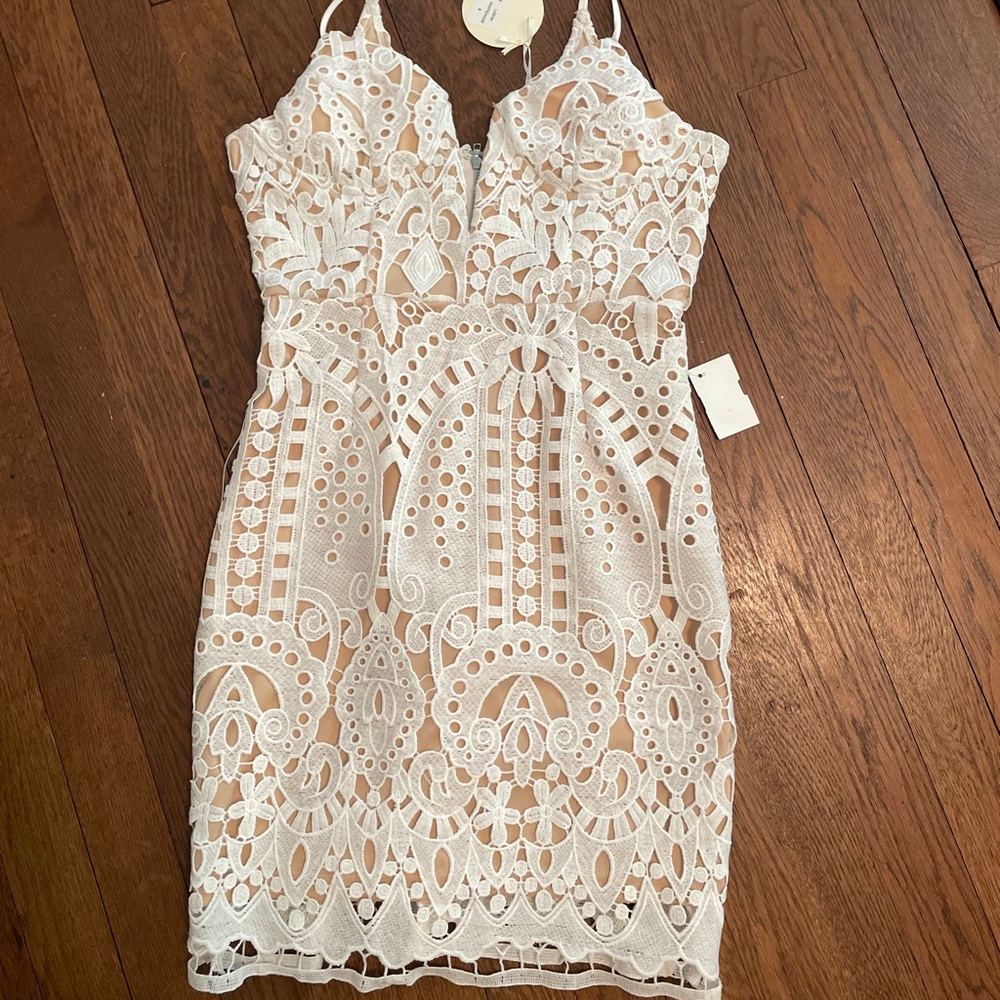 White lace mini dress